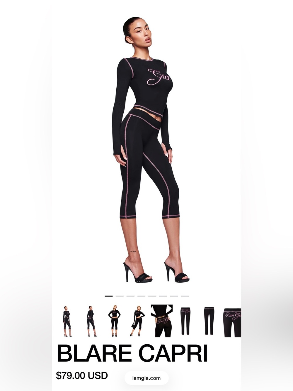 I.AM.GIA Blare Long Sleeve Top (XS) & Capri Pant (XXS) Set NWT - Picture 2 of 13
